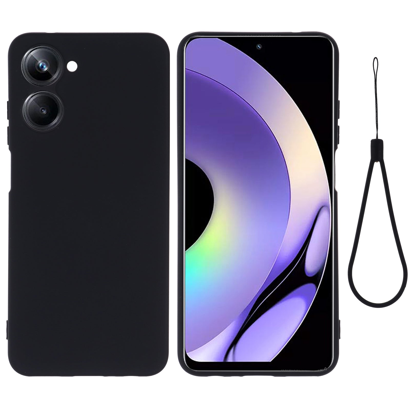 For Realme 10 4G Precise Cutout Phone Case Liquid Silicone Drop-proof Back Cover with Strap For Realme 10 4G Precise Cutout Phone Case Liquid Silicone Drop-proof Back Cover with Strap
